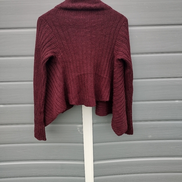 Peruvian Connection Open Front Waterfall Cardigan Size XS Alpaca Maroon Sweater - Picture 3 of 6